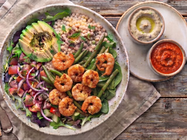 Garlic Chili Shrimp Bowl.